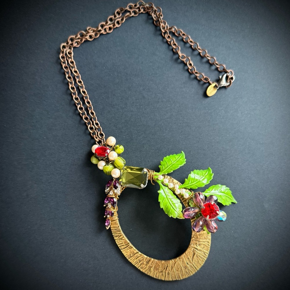 Floral Upcycled Necklace - by Leonore Solmo - One of a Kind